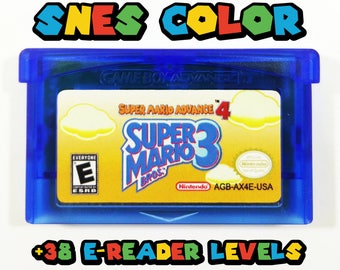 Super Mario 3 Advance 4 with 38 e-Reader Levels and Color Restoration GBA Cartridge for Nintendo Game Boy Advance Cart - Free Shipping!