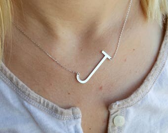 GOLD Large Letter Necklace | Initial | Sideways Letter | Big Letter | Oversized Letter | Charm | Gold | Alphabet