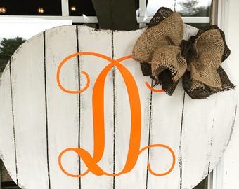 Pumpkin Door Hanger, fall door hanger, door decor, front door decor, fall wreath, holiday wreath, monogram gift item , personalized decor