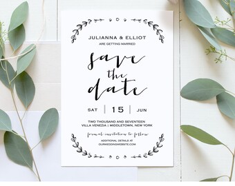 Rustic Save the Date Template Instant Download Wood String