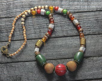 Long Statement Necklace Bold Big Necklace Colorful Necklace Boho Jewelry Bohemian Jewelry Bohemian Necklace Boho Necklace Ethnic Jewelry