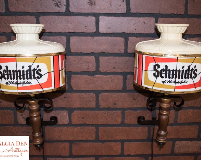 Schmidt's Beer Lights | Rare Schmidt's Beer Wall Sconce Lights | Retro Breweriana