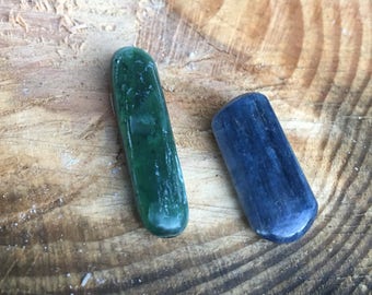Green Kyanite and Blue Kyanite for cabochons or healing energy work