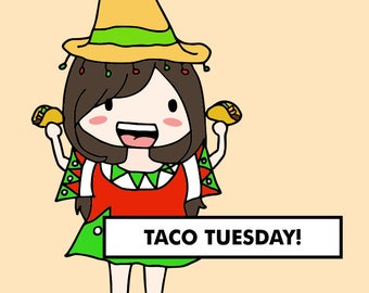TACO TUESDAY Stickers / planner stickers, food stickers, eating stickers, mexican food, burrito sticker, dinner stickers / SD18