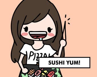 SUSHI Stickers / planner stickers, food stickers, eating stickers, sushi stickers, lunch stickers, dinner stickers / SD22