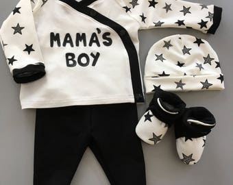 Mama's boy clothing set /baby boy clothes /baby shower /gift for kids /boy footies /newborn boy /take home outfit
