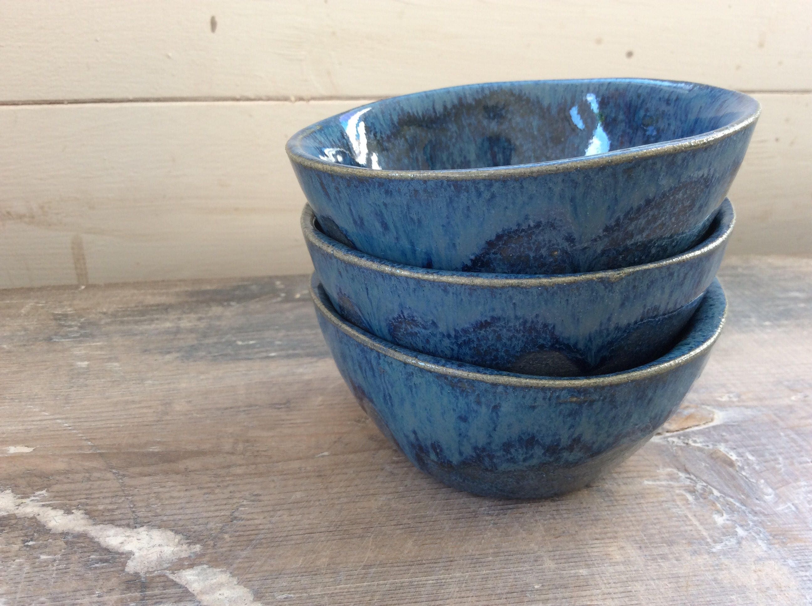 Handmade ceramic small blue bowl perfect for dipping prep