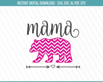 Mama bear Svg, Mother's day svg, Mother bear svg, Family bear svg cricut, Bear clipart, Mama bear tshirt, Cricut- Svg, Dxf, Ai, Pdf, Eps