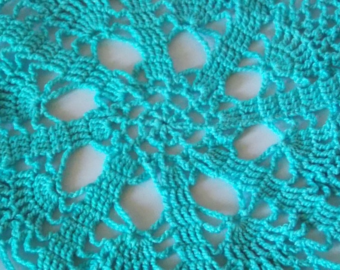 Blue doily Crochet lace doily crocheted decoration Crochet table decor Decorative crochet Blue cotton doily Crochet ornaments Lacey