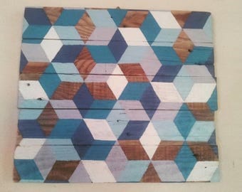 Geometric painting on pallet wood (40 x 36)