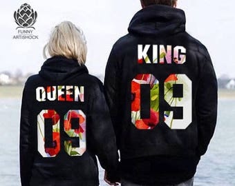 Couples hoodies couples sweaters King and Queen sweatshirts king and queen hoodies king and queen couple sweatshirts anniversary gift hoodie