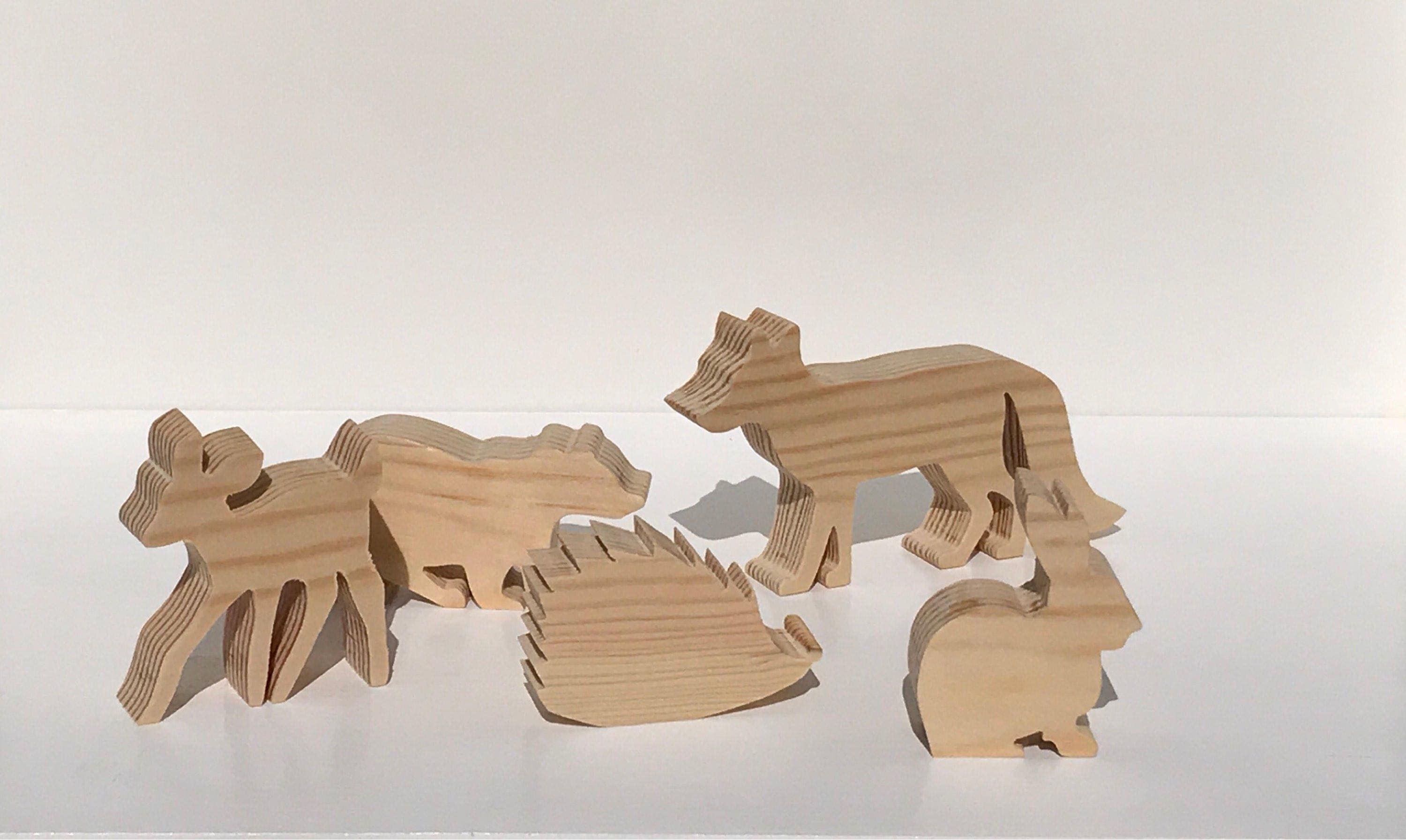 Woodland animals wooden set. Craft blanks paint your own