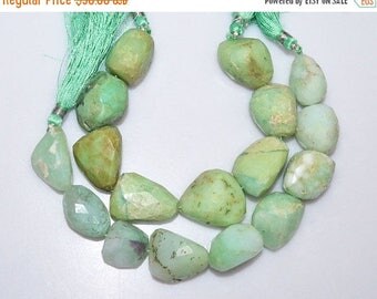 50% OFF 2 Strands Chrysoprase Faceted Nuggets Briolette - Chrysoprase Tumble Beads , 15x20 - 22x25 mm , 7" - BL2933A