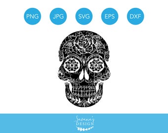 Sugar Skull SVG, Halloween Skull SVG, Skull SVG, Skull Svg Files, Skull Cut File, Skull Cutting Files, Svg Cut File, Cricut Cut file