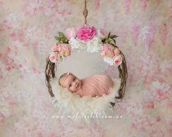 Newborn Digital Background Download floral hanging basket