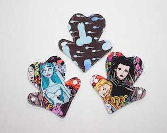Cloth Menstrual Pad, Tim Burton Fabric, Thong Pad, Ready To Ship, Mama Cloth, Fleece Backed, Custom Available, Cloth Pads