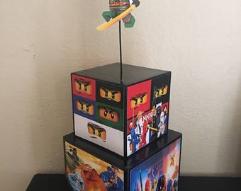 Lego Ninjago Inspired Centerpiece, lego ninjago party supplies, lego ninjago party decorations, ninjago, Cole, Jay, Kai, Nya, Master Wu, Mas