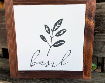 Basil Sign | Kitchen Sign | Herb Signs | Wood Sign