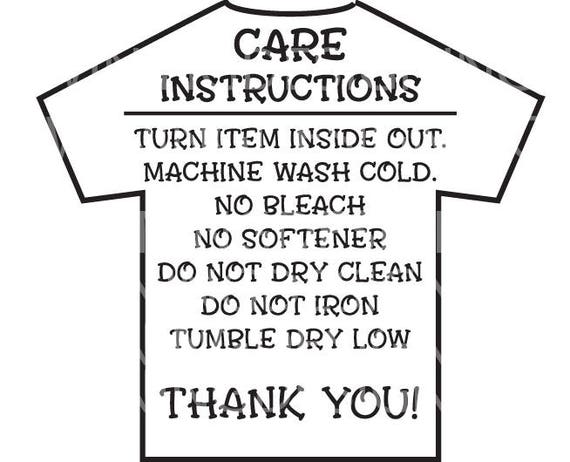 Care Instructions Digital File | T shirt Care Instructions ...
