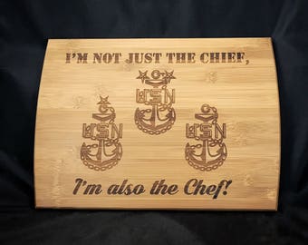 Chief Petty Officer Pinning Gift - Chief Cutting Board - CPO Promotion - Navy cutting Board - Personalized