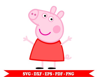 Peppa Pig svg clip art, piglet, digital download eps, dxf, svg, png and pdf. For Silhouette, Cricut, embroidery, Cameo decal