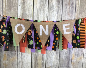 Halloween Birthday Banner, Halloween Birthday Theme, Birthday Banner, Halloween Fabric Banner, First Birthday Banner