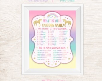 Unicorn Name Game, Unicorn Party Sign, Unicorn Birthday, Unicorn Printable, Unicorn