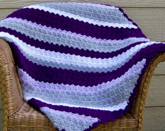 Crochet afghan / Purple Blanket / Home decor / Throw / Adult throw blanket / Sofa throws / Sofa blanket