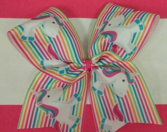 Unicorn cheer bow, rainbow cheer bow, Pony cheer bows, Unicorn hair bow, dance team hair bow, rainbow hair bow