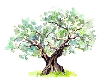 Watercolor tree | Etsy