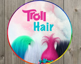 TROLLS COTTON CANDY Label, Trolls Hair Sticker, Trolls Favor labels, Birthday Favors, trolls party, trolls decor, trolls printables