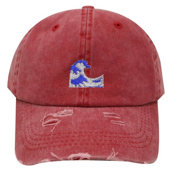 Capsule Design Wave Emoji Vintage Ripped Cotton Baseball Caps