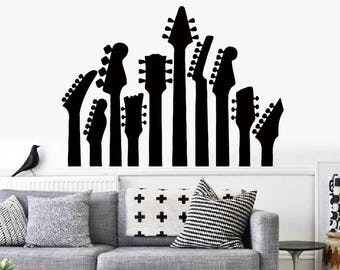 Wall Decals For Living Room guitar wall decal | etsy Wall Decals For Living Room guitar wall decal | etsy