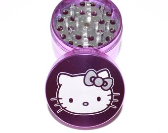 Hello Kitty Inspired Grinder - 4 piece grinder - Cute metal herb grinder with free microfiber pouch