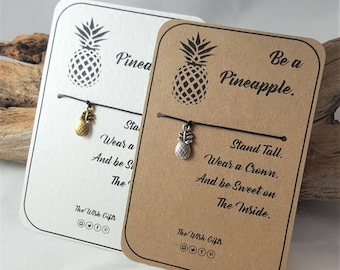Be a Pineapple Wish Charm Bracelet, Anklet, Friendship, Luck, Gift - Choice of Colours
