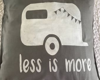 Less is More Vintage Camper Trailer rustic pillow