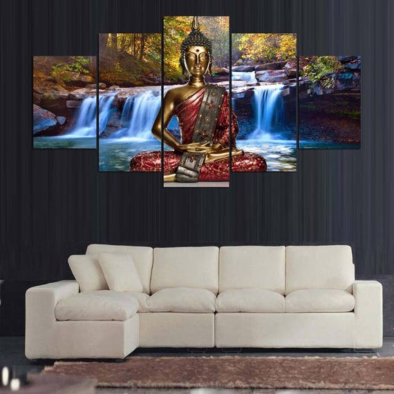 Buddha Canvas Art Buddha Wall Art Buddha Waterfalls 5 Piece