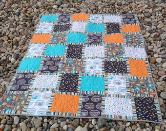 Baby Quilt Kit Fish Quilt Kits Michael Miller Fabric Fat Quarter Pattern Boy Crib Blanket Easy Instructions Aquarium Nursery Decor