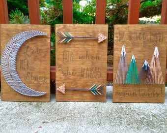 She Will Move Mountains - Nursery Set String Art