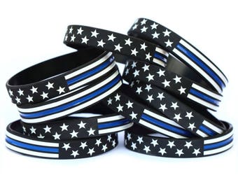 Thin Blue Line Stars Wristband