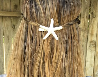 FREE SHIPPING - White starfish hair clip