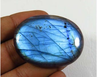 Natural Labradorite cabochon. 42x32 mm. Spectrolite labradorite loose. Blue Labradorite Gemstone. blue flash labradorite jewelry use LBD-954