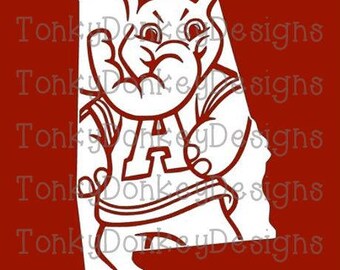 Alabama Crimson Tide Elephant Cut File (dxf, svg, studio3, eps, jpeg) for cutting machines (Silhouette, Cricut, Brother, etc)