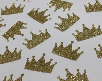 Hearty Gold Royal Blue Glitter Crown Confetti Princess Baby Shower...