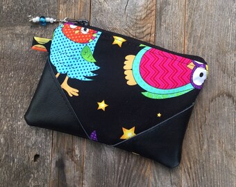 Fall zipper pouch/change purse/Owl wallet/mini wallet/small zipper pouch/handmade wallet/women's wallet
