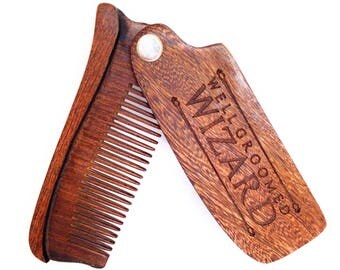 Beard Comb, Sandalwood Folding Beard, Moustache & Hair Comb, the perfect Pocket Sized Gift
