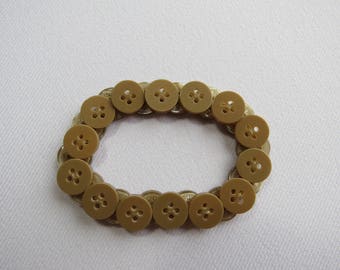 Light brown upcycled button bracelet