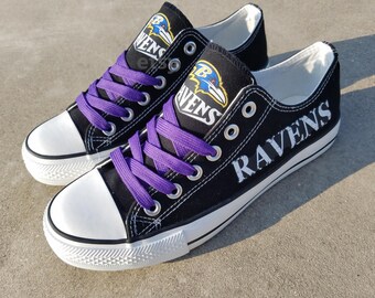 Baltimore Ravens shoes Ravens sneakers Ravens tennis shoes Holiday gifts Damaged font Custom shoes