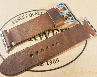 HORWEEN Leather Apple Watch band 38mm, 42mm, Nut Brown, Apple Watch Strap, Apple Watch Leather, Apple watch, iWatch Band. FREE SHIPPING.