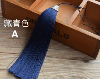 1/6/12 PCS 170 MM Long Silk Tassel With Silver Cap And Jade Beads ,Tassel Craft,Silk Tassel Pendant ,High Quality Extra Thick YJ024